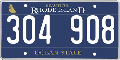RI license plate 304908