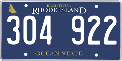 RI license plate 304922