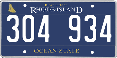 RI license plate 304934