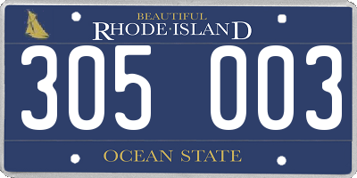RI license plate 305003
