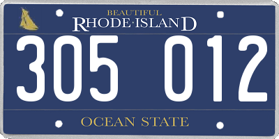 RI license plate 305012