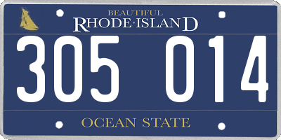 RI license plate 305014