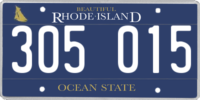 RI license plate 305015