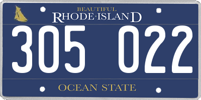 RI license plate 305022