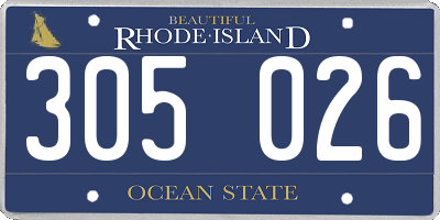 RI license plate 305026