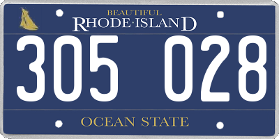RI license plate 305028