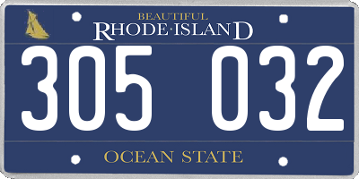 RI license plate 305032