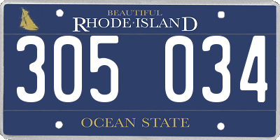 RI license plate 305034