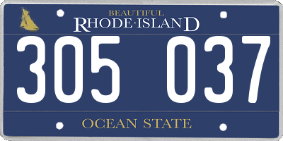 RI license plate 305037