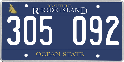 RI license plate 305092