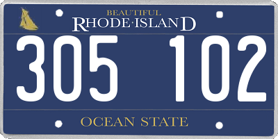 RI license plate 305102
