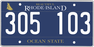 RI license plate 305103