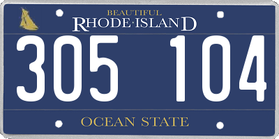 RI license plate 305104