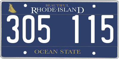 RI license plate 305115