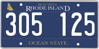 RI license plate 305125