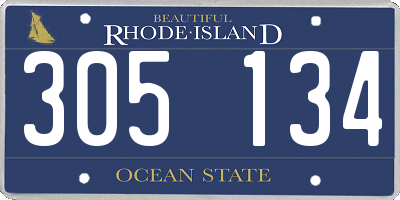 RI license plate 305134