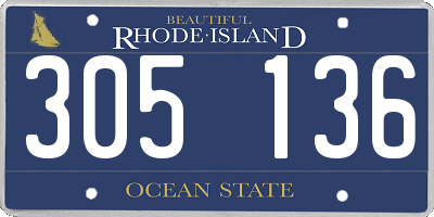 RI license plate 305136