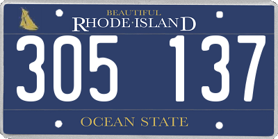 RI license plate 305137