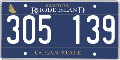 RI license plate 305139
