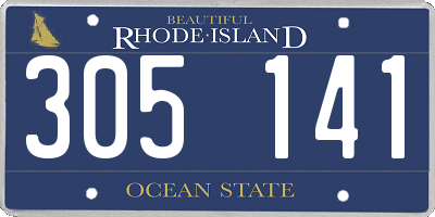 RI license plate 305141