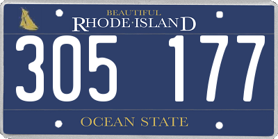 RI license plate 305177