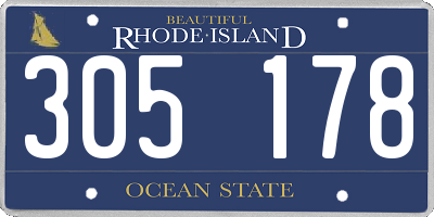 RI license plate 305178