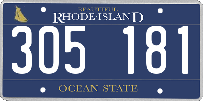 RI license plate 305181