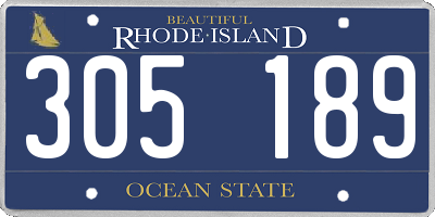 RI license plate 305189