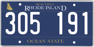RI license plate 305191