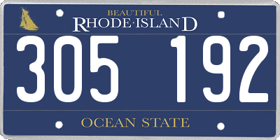 RI license plate 305192