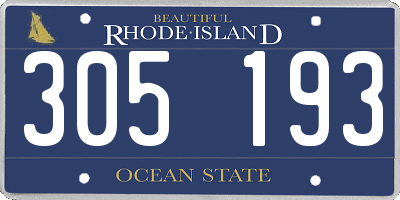 RI license plate 305193