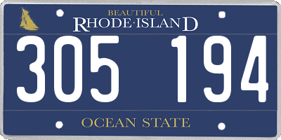RI license plate 305194