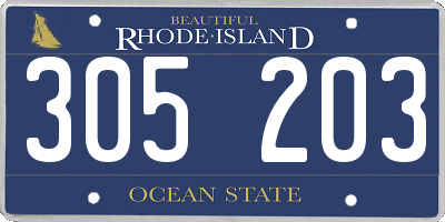 RI license plate 305203