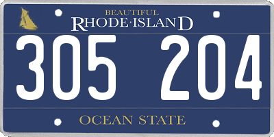 RI license plate 305204