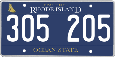 RI license plate 305205