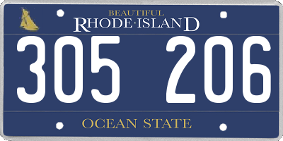RI license plate 305206