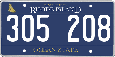 RI license plate 305208