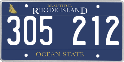 RI license plate 305212