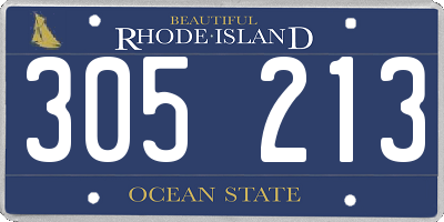 RI license plate 305213