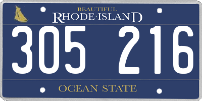 RI license plate 305216