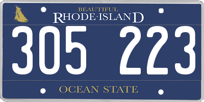 RI license plate 305223