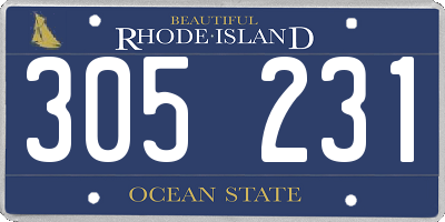 RI license plate 305231