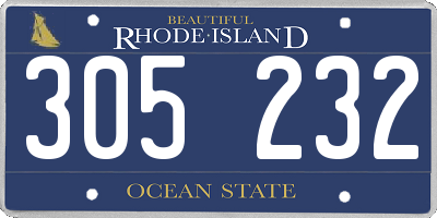 RI license plate 305232