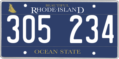 RI license plate 305234