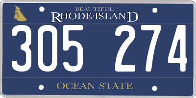 RI license plate 305274