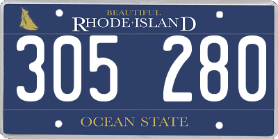 RI license plate 305280
