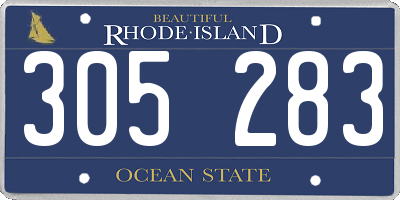 RI license plate 305283