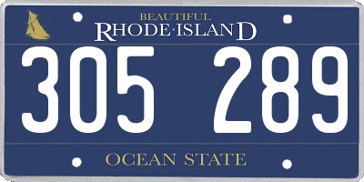 RI license plate 305289
