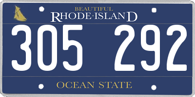 RI license plate 305292