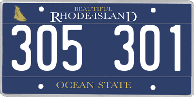 RI license plate 305301